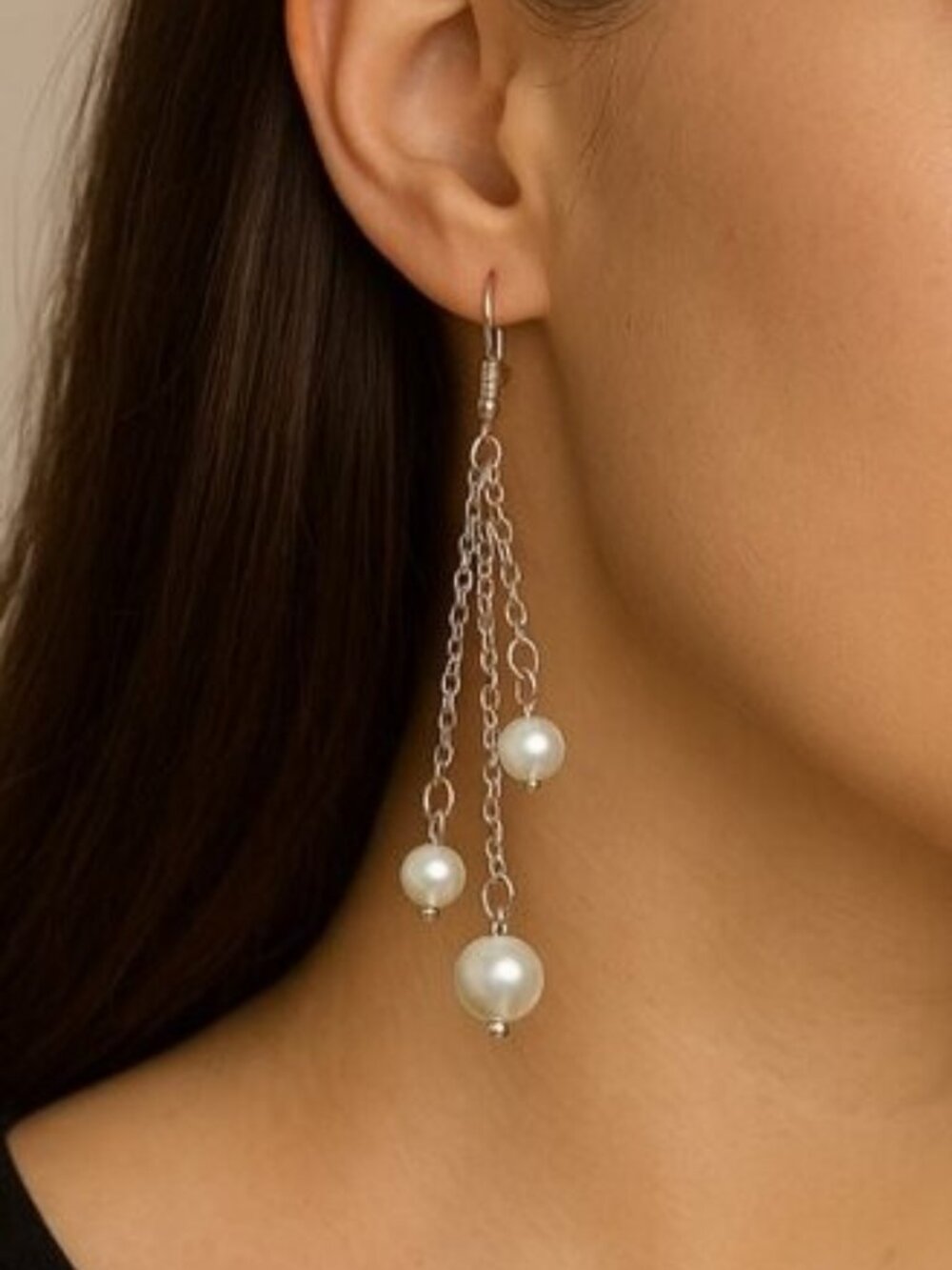 Faux Pearl Chain Dangle Earrings